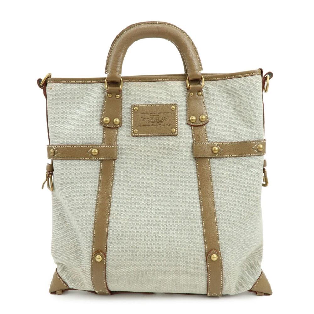 Louis Vuitton Antigua Poaplum GM Canvas & Leather Tote White